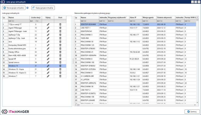 lista grup wirtualnych